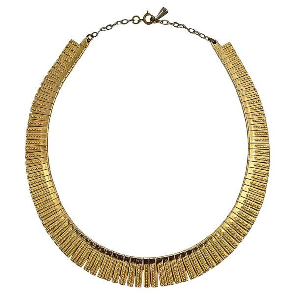 Gold Plated Egyptian Style Rope Design Collar Necklace circa 1970s